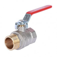 Кран шаровой полнопроходной ROMMER RBV-0002 (ВР/НР, PN40, Tmax 130°C, ручка-рычаг красная)