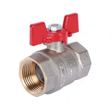 Кран шаровой полнопроходной ROMMER RBV-0003 (ВР/ВР, PN40, Tmax 130°C, ручка-бабочка красная)
