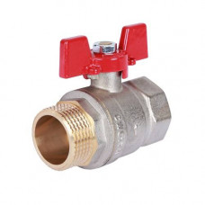 Кран шаровой полнопроходной ROMMER RBV-0004 (ВР/НР, PN40, Tmax 130°C, ручка-бабочка красная)