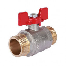 Кран шаровой полнопроходной ROMMER RBV-0007 (НР/НР, PN40, Tmax 130°C, ручка-бабочка красная)
