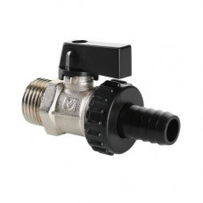 Кран шаровой VALTEC VT.430.N.04 - 1/2" (НР/штуцер, PN10, Tmax 95°C, ручка-флажок черный)
