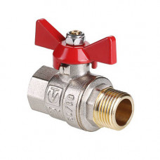 Кран шаровой полнопроходной VALTEC BASE VT.218.N (ВР/НР, PN40, t150°C, ручка-бабочка красная)